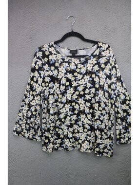 J.Jill Wearever Long Bell Sleeve Dark Floral Tunic-Size Medium-Whimsigoth-Soft